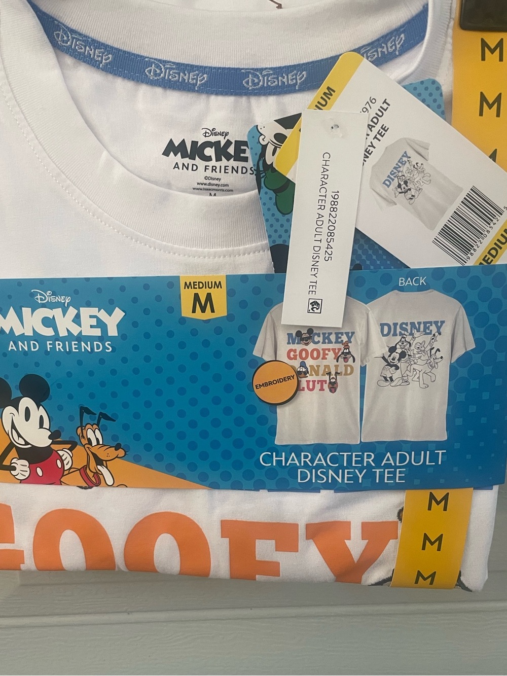 Disney White Tee with Orange "GOOFY" Lettering and Mickey Art